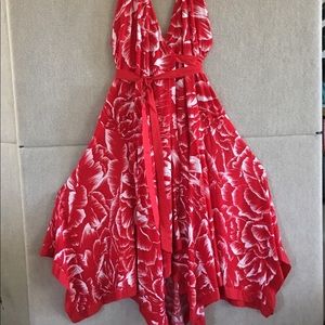 NWOT Wrap Deep V-Neck Halter Low-Back Fun Dress